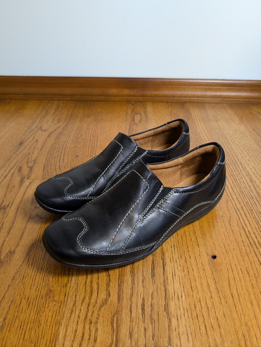 Natural Soul Naturalizer Black Leather Slip On Comfort Loafers Women’s 10M